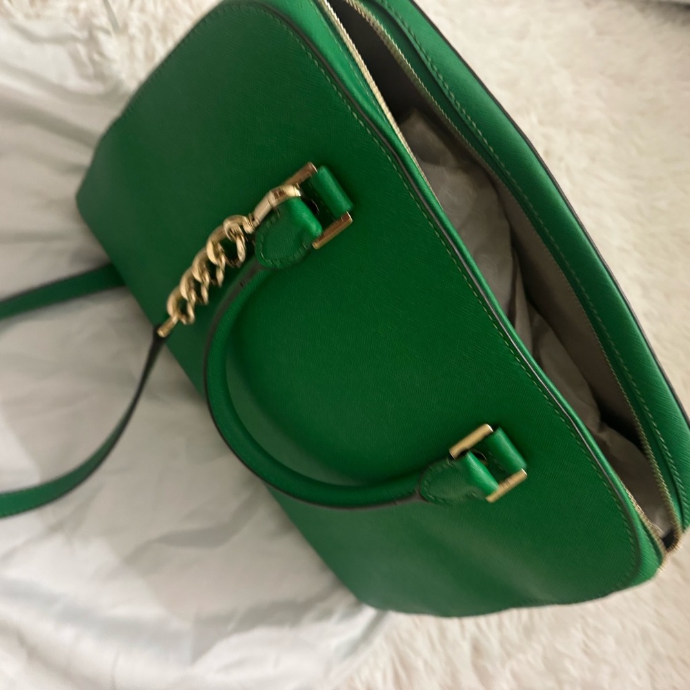 Michael Kors Green Satchel with Gold Accents